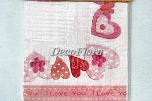 Салфетки 33*33см Сердечки I love you (20 штук)
